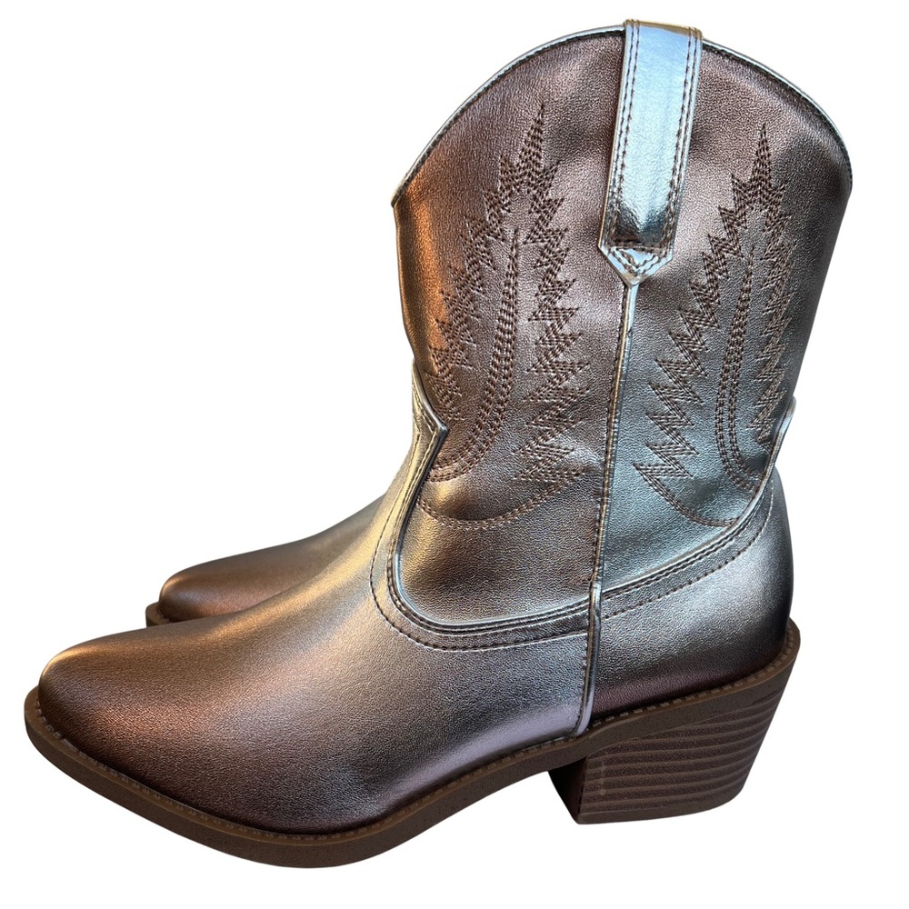 NEW Metallic Bronze Cowboy Boots Size 5 Western Y2K Boho